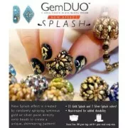 Perles en verre Gemduo 2 trous 8x5 mm Green Turquoise Gold Splash x10g