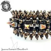 Perles en verre Gemduo 2 trous 8x5 mm Opaque Chocolate Gold Splash x10g