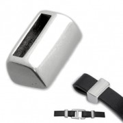 Poussoir stoppeur bombé pour lacet plat 10x2 mm - Placage Argent fin vieilli x1