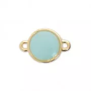 Intercalaire rond en métal et résine époxy 17x12 mm Doré à l'or fin - Bleu x1