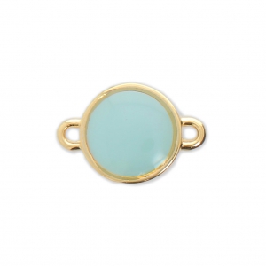 Intercalaire rond en métal et résine époxy 17x12 mm Doré à l'or fin - Bleu x1