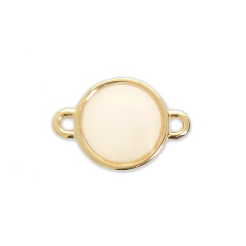 Intercalaire rond en métal et résine époxy 17x12mm Doré à l'or fin - White opal x1