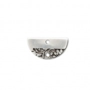 Intercalaire demi-lune motif floral 2 trous 18x9 mm Placage Argent fin vieilli x1|raw }}