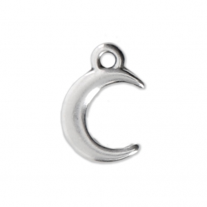 Breloque demi-lune pour la création de bijoux DIY 12x8 mm Placage Argent fin vieilli x1