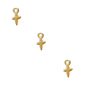 Breloques croix pour la création de bijoux DIY 9x5 mm Doré à l'or fin x6