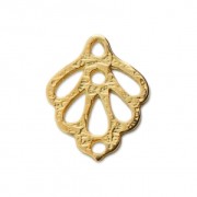 Pendentif intercalaire feuille ajourée surface striée 15x12 mm Doré à l'or fin x1