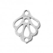 Pendentif intercalaire feuille ajourée surface striée 15x12 mm Placage Argent fin vieilli x1|raw }}