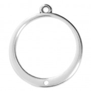 Pendentif pour boucles d'oreilles rond avec un trou 24x22 mm Placage Argent fin vieilli