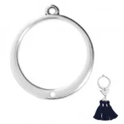 Pendentif pour boucles d'oreilles rond avec un trou 24x22 mm Placage Argent fin vieilli