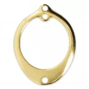 Pendentif pour boucles d'oreilles ovale avec 2 trous 24x18.5 mm Doré à l'or fin x1