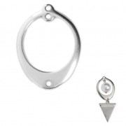 Pendentif pour boucles d'oreilles ovale avec 2 trous 24x18.5 mm Placage Argent fin vieilli