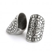 Bague large pour femme réglable en étain motif croix 36.5 mm Placage Argent fin vieilli x1|raw }}