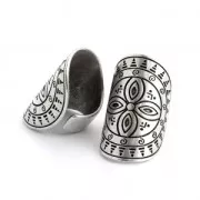 Bague large pour femme réglable en étain motif croix 36.5 mm Placage Argent fin vieilli x1