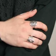 Bague ajustable pour femme fleur de lotus 19 mm Placage Argent fin vieilli x1