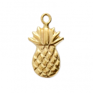 Breloque fine Ananas 12.5x7 mm en Gold filled (Or laminé)  x1