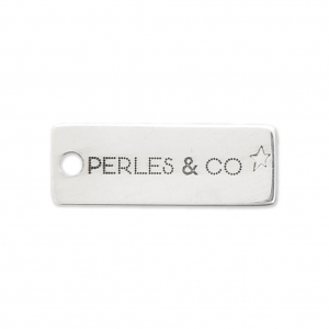 Breloques rectangles personnalisées 15x5.5mm avec logo ou marque - Argent 925 x100