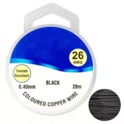Fil de cuivre pour bijoux 0.40 mm Noir x20m