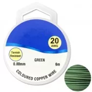 Fil de cuivre pour bijoux 0.80 mm Vert x6m