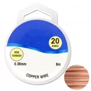 Fil de cuivre pour bijoux 0.80 mm Naturel x6m