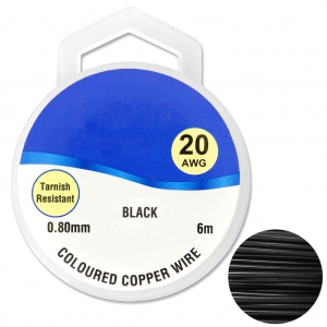 Fil de cuivre pour bijoux 0.80 mm Noir x6m