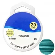 Fil de cuivre pour bijoux 0.80 mm Turquoise x6m
