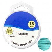 Fil de cuivre pour bijoux 1 mm Turquoise x4m