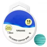 Fil de cuivre pour bijoux 1 mm Turquoise x4m