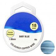 Fil de cuivre pour bijoux 1 mm Baby Blue x4m