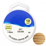 Fil de cuivre pour bijoux 1 mm Doré x4m