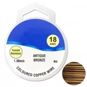 Fil de cuivre pour bijoux 1 mm Antique Bronze x4m
