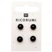 Yeux pour peluche à coudre 8.5 mm - Ricorumi pour Amigurumi - Noir x4