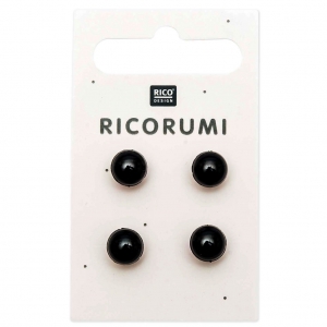 Yeux pour peluche à coudre 8.5 mm - Ricorumi pour Amigurumi - Noir x4