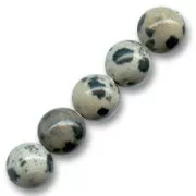 Perles rondes 6 mm pierre gemme Jaspe Dalmatien x15