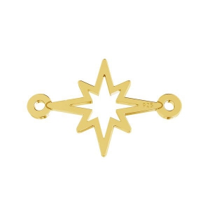 Intercalaire 2 anneaux Etoile du Nord 17x11 mm en Argent 925 doré à l'or fin x1