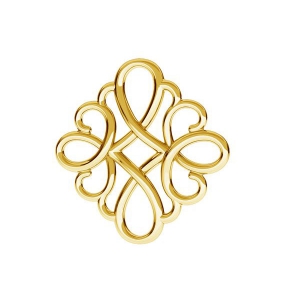 Intercalaire/pendentif filigrané carré 15 mm en Argent 925 doré à l'or fin x1