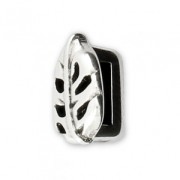 Poussoir slider en métal Feuille pour lacet 5 mm Placage Argent fin vieilli x1