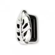 Poussoir slider en métal Feuille pour lacet 5 mm Placage Argent fin vieilli x1