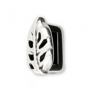 Poussoir slider en métal Feuille pour lacet 5 mm Placage Argent fin vieilli x1