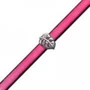 Poussoir slider en métal Feuille pour lacet 5 mm Placage Argent fin vieilli x1