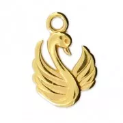 Breloque cygne pour la création de bijoux fantaisie DIY 17x12 mm Doré à l'or fin x1