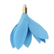 Pompon en tissu imitation satin 35 mm avec attache - Bleu x1|raw }}