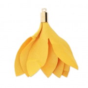 Pompon en tissu imitation satin 35 mm avec attache - Moutarde x1|raw }}