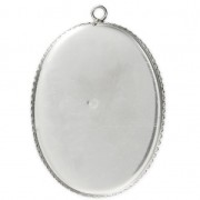 Serti pendentif pour cabochon ovale fond plat 30x40 mm en Argent 925 x1