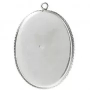 Serti pendentif pour cabochon ovale fond plat 30x40 mm en Argent 925 x1