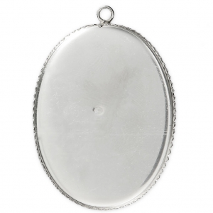 Serti pendentif pour cabochon ovale fond plat 30x40 mm en Argent 925 x1
