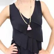 Pompon imitation coton 35 mm Mauve / Doré x1