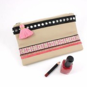 Pompon imitation coton 35 mm Gris / Doré x1