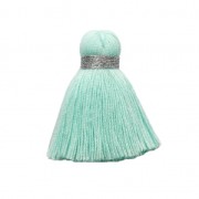 Pompon imitation coton 35 mm Green Aqua / argenté x1|raw }}