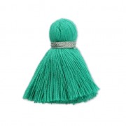 Pompon imitation coton 35 mm Green Turquoise / argenté x1|raw }}