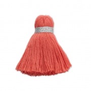 Pompon imitation coton 35 mm Corail / argenté x1|raw }}